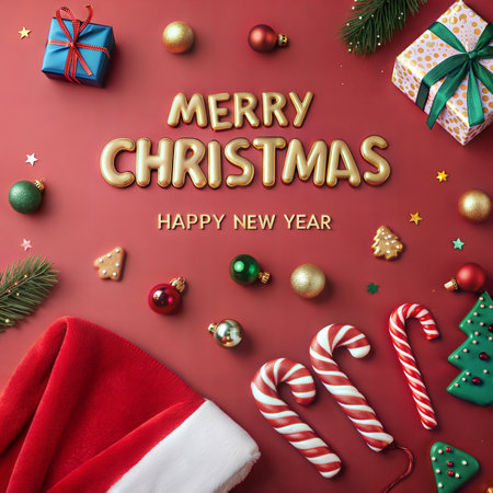 Merry Christmas and Happy New Year Greeting Card, Creative Designの素材
