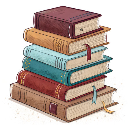 Pile of old books on a white background. Vector illustration.の素材
