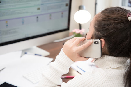 Working at home lifestyle young woman is business from the home office, happy for working in the...