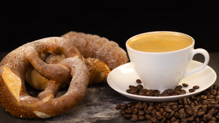 Breakfast Served in the morning with Black coffee hot  Butter croissant and Chocolate bread and...