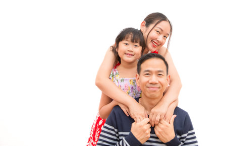 Face of Asian Family wearing mask to prevent germs, toxic fumes, and dust. Prevention of bacterial...