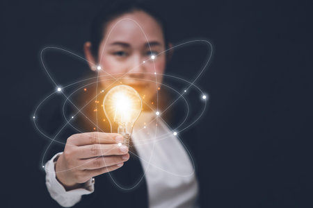 Business Asian woman touching connect to data information on the cloud icon computing network.,...
