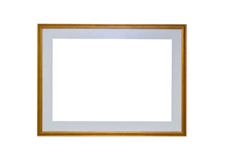 Old wood Antique Golden frame isolated on white background. Save with clipping path.の写真素材