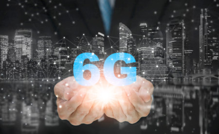 Business holding technology 6G of mobile telecommunication network in Europe for high speed wireless...
