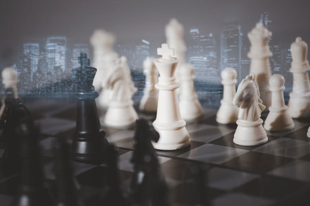 Business strategy competitive ideas concept with chess board game.Business competition, Fighting and...