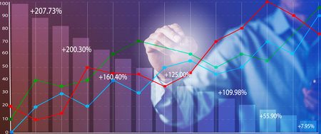 Business losses on the stock market chart concept, Business use pen touch line market chart and...