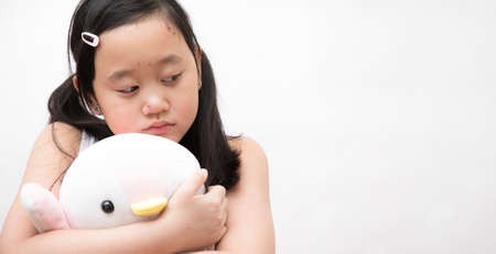 Close-up of naked body Chickenpox disease, Little girl ill with chickenpox on white background. Chickenpox virus, chickenpox outbreak in children. Concept of contagion.の写真素材