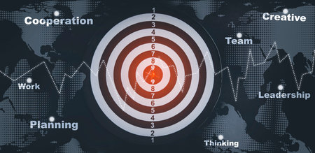 Bullseye dart arrow and line of Stock market or forex trading graph and candlestick chart suitable...