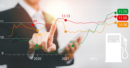 Oil energy graph of the world market, impact on the economy concept,Businessman touch chart with the...