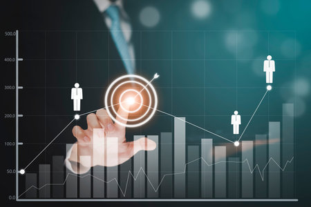 Business analytics and financial concept, Plans to increase business growth and an increase ,Technology and Business trend analysis concepts, with business graphs coming out on the computer notebook.の写真素材
