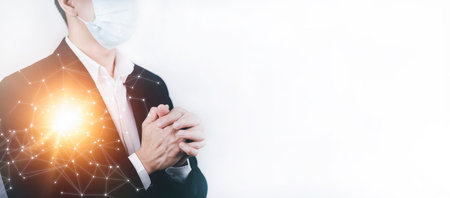 Businessman hand praying and worship to GOD Using hands to pray on the white Background, worship,...