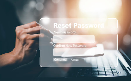 Security and reset password login online concept  Hands typing and entering username and password of...