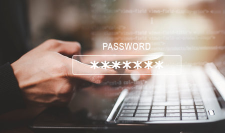 Security password login online concept  Hands typing and entering username and password of social...