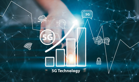 Global network connection 5G concept, laptop with Global network connection 6G with icon concept,...