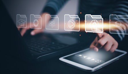 Concept E-learning education,Man using laptop with Online Education icon on virtual screen. video...