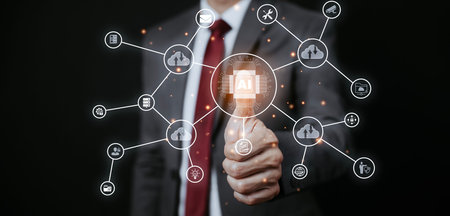 Artificial Intelligence (AI),on the big data network, Digital transformation technology strategy, internet of things. transformation of ideas and the adoption of technology in business in the digitalの写真素材