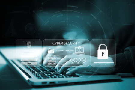 Cyber security and Security password login online concept  Hands typing and entering username and password of social media, log in with smartphone to an online bank account, data protection hackerの写真素材