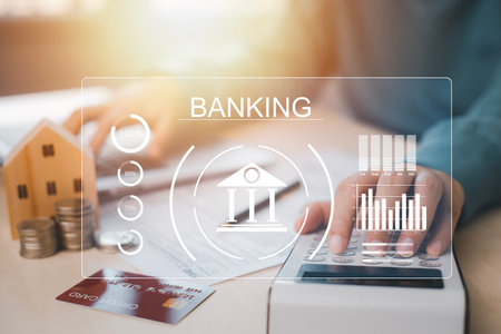 US IRS 1040 form or  US Individual income tax Concept,accountant holding pen working on calculator business with data accounting documents and a laptop, pay tax in 2023 years,new year 2023 tax conceptの写真素材