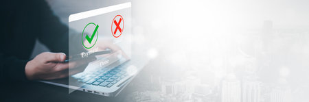 Online payment with digital marketing, Smartphone with banking online bill payment Approved concept button, credit card and network connection icon on business technology virtual screen backgroundの写真素材