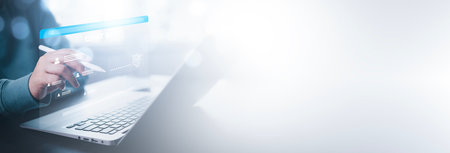 Business people touch bar Chat bot Chat with AI, Artificial Intelligence, System Artificial intelligence an artificial intelligence chatbot, Digital chatbot, Robot application, conversationの写真素材