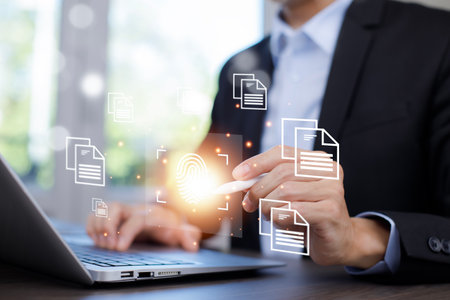 Cyber security and Security password login online concept  Hands typing and entering username and password of social media, log in with smartphone to an online bank account, data protection hackerの写真素材