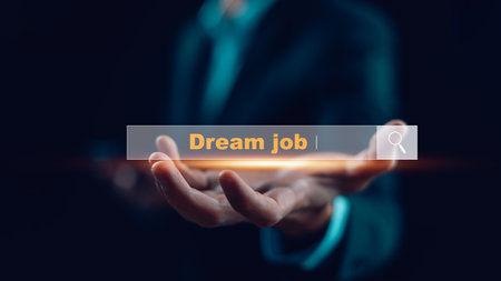 Dream Job and Occupation Recruitment Employment Concept, Businessman searching dream job and Looking for a new job recruitment employment.の写真素材