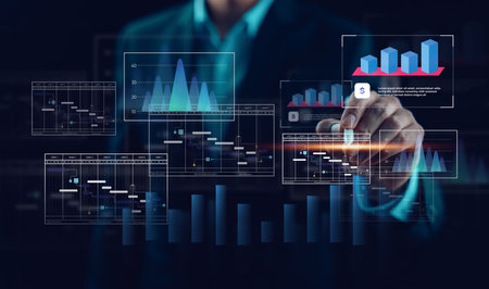 Analytics and Data Management Systems. Business Analytics and Data Management Systems to make reports with KPI  and metrics connected to the database for technology financeの写真素材