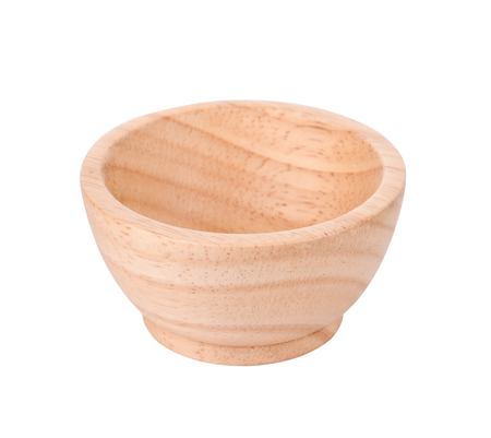 wooden bowl on white backgroundの写真素材
