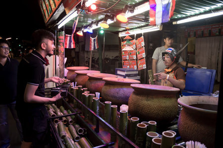 November 21th, 2017 : Walking street market at Pai district, Mae Hong Son, Thailand.