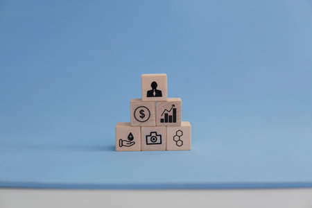 Success concept for Business man working in investment. Blue background.