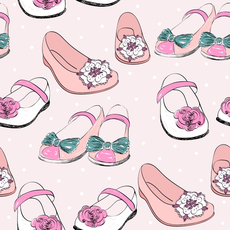 trendy fashion  shoes.  Fashionable Hand drawn illustration.のイラスト素材