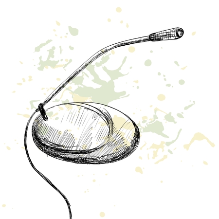 Sketch microphone on a white background with blotsのイラスト素材