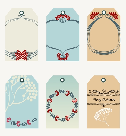 Merry Christmas  and Happy New Year tags. Christmas gift tagsのイラスト素材