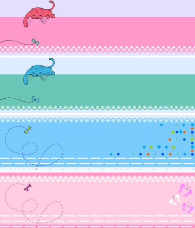 Collection of cute baby colored bannersのイラスト素材