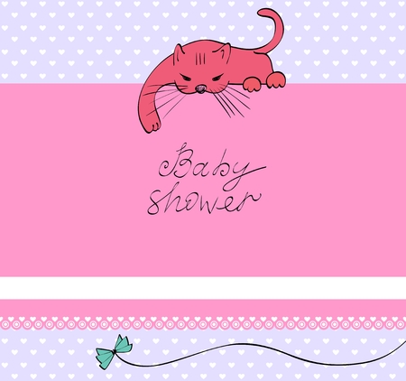 cute baby birthday card with a catのイラスト素材