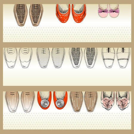 Collection of a Web Banner with a Shoeのイラスト素材