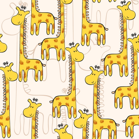 cute hand drawn seamless pattern with giraffe.のイラスト素材