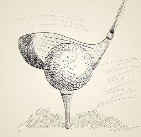 sketch of a golf ball. Hand drawn illustrationのイラスト素材