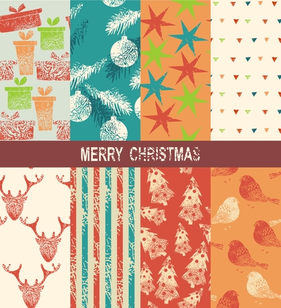 set of vector art seamless Christmas patternsのイラスト素材