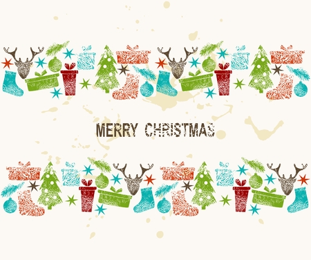 Merry Christmas stamp. Vector art Christmas cardのイラスト素材