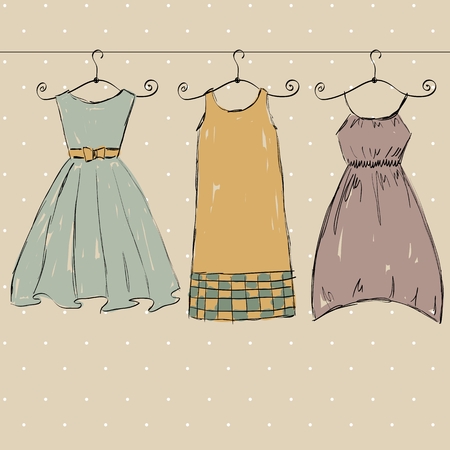 Fashionable beautiful clothes for young woman. Vector art illustrationのイラスト素材