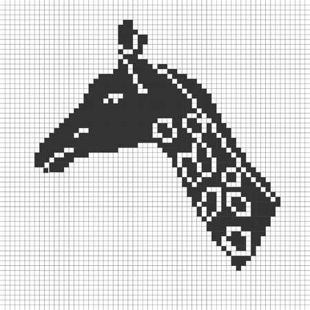 The head of giraffe in the ornament of squaresのイラスト素材