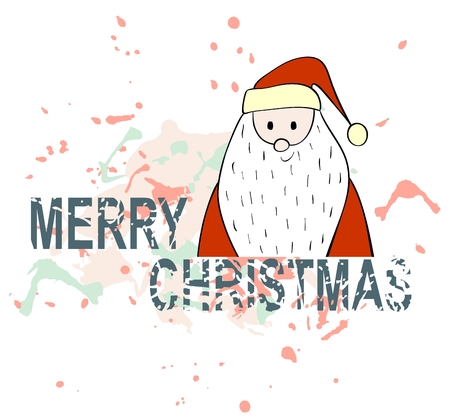 Vector cute Christmas card with Santa Claus.のイラスト素材