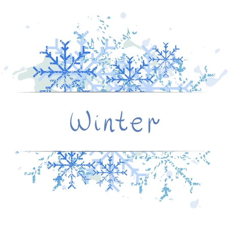 Abstract Winter Background with beautiful blue snowflakesのイラスト素材