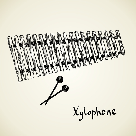 sketch of a xylophone on a light background.のイラスト素材