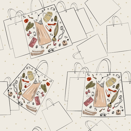 Vector illustration of full shopping paper bagのイラスト素材