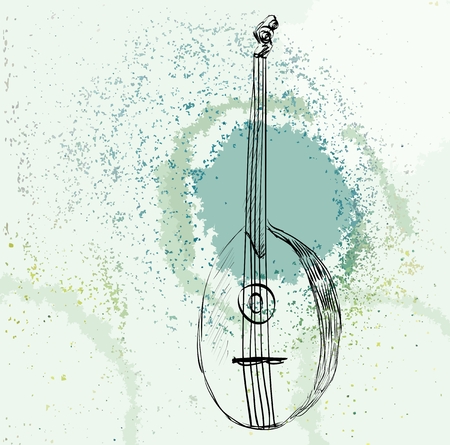 Hand drawn domra on a light background.のイラスト素材