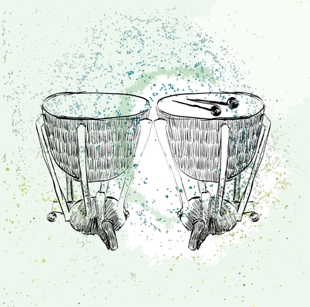 hand drawn timpani on a light backgroundのイラスト素材
