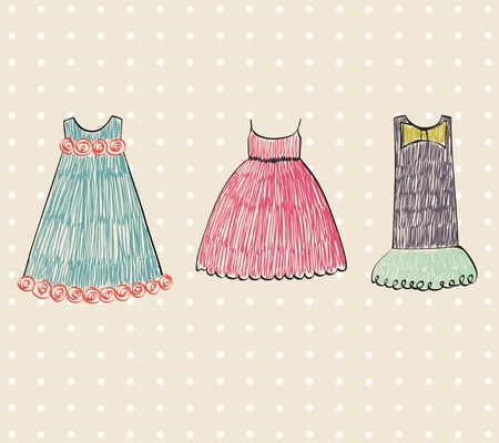 Cute fashionable beautiful clothes for little girlsのイラスト素材