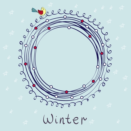 winter. Vector seasonal floral blue background .のイラスト素材